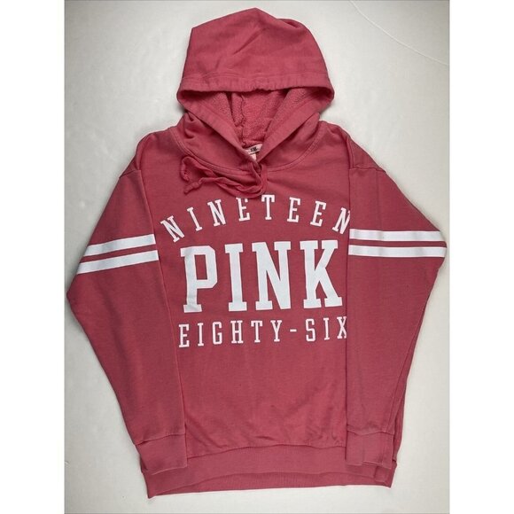 Pink Victoria’s Secret Hoodie Sweatshirt Women’s S Pink Cotton Blend Spellout - Picture 2 of 10